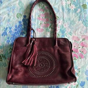 Patricia Nash Large Paris Embossed Leather Studded Shoulder Bag